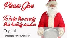  Presentation with happy holiday - Audience pleasing theme consisting of santa-claus-christmas-donations-santa backdrop and a white colored foreground
