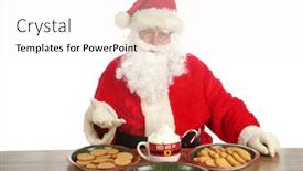  Presentation with cane - PPT theme featuring santa-claus-christmas-santa-isolated background and a sky blue colored foreground