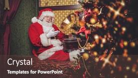  Presentation with gramophone - Slide deck consisting of santa-claus-climbed background and a tawny brown colored foreground
