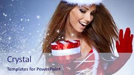  Presentation with sexy girl in stars - Amazing presentation theme having santa claus clothes with christmas backdrop and a sky blue colored foreground