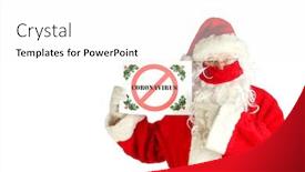  Presentation with christmas holly - Audience pleasing presentation design consisting of santa-claus-coronavirus-christmas-santa backdrop and a white colored foreground