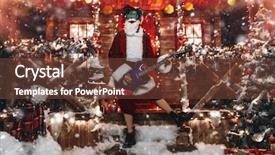  Presentation with luminous - PPT theme featuring santa claus costume and luminous background and a tawny brown colored foreground