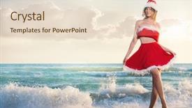  Presentation with santa - Slides enhanced with santa claus costume celebrates christmas background and a  colored foreground