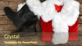  Presentation with costume - PPT layouts enhanced with santa claus costume on wooden background close up background and a tawny brown colored foreground