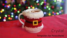 Presentation with christmas chocolate - Cool new slide deck with santa-claus-cup-with-hot backdrop and a red colored foreground