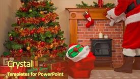  Presentation with toys clay - Theme featuring santa claus delivering gift wrapped background and a tawny brown colored foreground