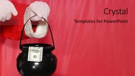  Presentation with donation - PPT layouts featuring santa claus donation bucket christmas background and a red colored foreground