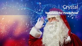  Presentation with sound - PPT theme featuring santa claus enjoying sound of distant music background and a ocean colored foreground