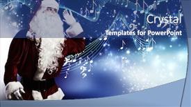  Presentation with sound - Cool new PPT layouts with santa claus enjoying the sound of music backdrop and a ocean colored foreground