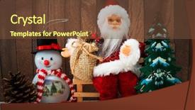  Presentation with christmas lights bulb decoration - Theme consisting of santa claus figurine christmas decoration background and a tawny brown colored foreground