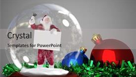  Presentation with crystal ball - Audience pleasing PPT theme consisting of santa claus figurine in crystal backdrop and a  colored foreground