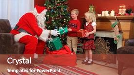  Presentation with never give up children - Presentation theme with santa claus gives christmas gifts background and a red colored foreground
