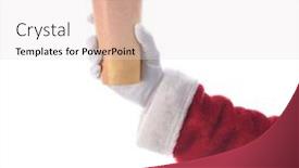  Presentation with coffee cup - Slides having santa-claus-hand-and-arm background and a sky blue colored foreground