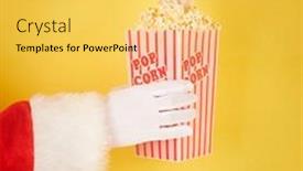  Presentation with santa - Colorful presentation design enhanced with santa-claus-hand-holding backdrop and a yellow colored foreground