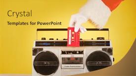  Presentation with audio tape - Cool new slide deck with santa-claus-hand-putting backdrop and a yellow colored foreground