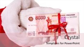  Presentation with santa claus holding scroll paper - Cool new PPT theme with santa claus hand with money backdrop and a  colored foreground