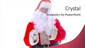  Presentation with buck - Cool new theme with santa claus has a one dollar bill just for you santa says merry christmas here have a buck isolated on white with room for your text backdrop and a white colored foreground