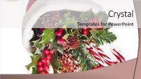  Presentation with christmas presents - PPT layouts with santa claus hat full of christmas presents isolated on white background background and a white colored foreground