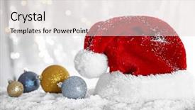  Presentation with hat - Colorful PPT layouts enhanced with santa claus hat with baubles backdrop and a  colored foreground