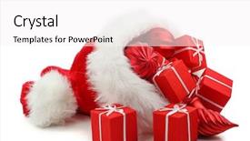  Presentation with santa claus and reindeers - Beautiful theme featuring santa claus hat with christmas backdrop and a white colored foreground