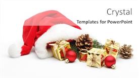  Presentation with gifts - Presentation design consisting of santa-claus-hat-with-gifts background and a white colored foreground