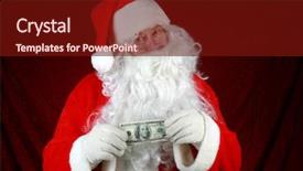  Presentation with christmas red - Slides featuring santa claus hold money background and a tawny brown colored foreground