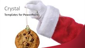  Presentation with christmas chocolate - Amazing PPT theme having santa-claus-holding-a-chocolate backdrop and a white colored foreground