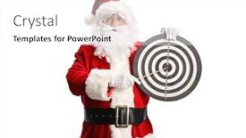  Presentation with target - Presentation design with santa-claus-holding-a-dart background and a white colored foreground