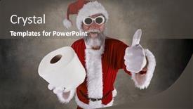  Presentation with roll - Presentation theme featuring santa-claus-holding-a-roll background and a gray colored foreground
