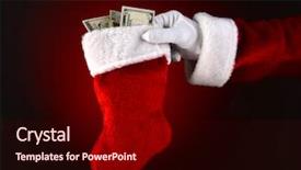  Presentation with christmas stocking - Amazing presentation theme having santa claus holding a stocking backdrop and a wine colored foreground