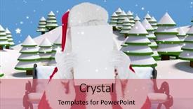  Presentation with santa claus holding scroll paper - PPT theme with santa claus holding blank placard background and a coral colored foreground