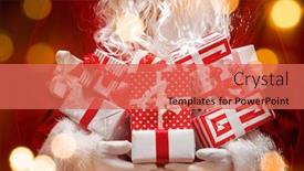  Presentation with christmas lights - Amazing PPT theme having santa claus holding gift boxes with christmas lights backdrop and a coral colored foreground