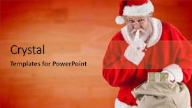  Presentation with santa - Amazing theme having santa claus holding gift sack backdrop and a coral colored foreground