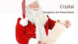  Presentation with santa claus holding scroll paper - Presentation theme featuring santa claus holding wish list background and a  colored foreground