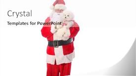  Presentation with pure white - Slide deck with santa-claus-holds-a-bichon background and a white colored foreground