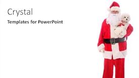  Presentation with pure white - PPT theme having santa-claus-holds-a-bichon background and a white colored foreground