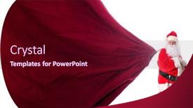  Presentation with christmas presents - Colorful presentation theme enhanced with santa-claus-holds-a-giant backdrop and a wine colored foreground