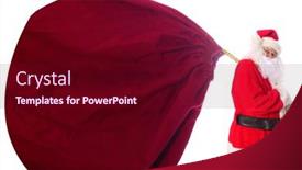  Presentation with christmas presents - Slide deck having santa-claus-holds-a-giant background and a wine colored foreground