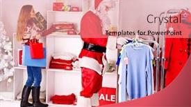  Presentation with christmas sale - Amazing PPT layouts having santa-claus-in-clothing-store backdrop and a coral colored foreground