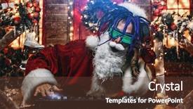  Presentation with party lights - Presentation theme featuring santa claus in luminous glasses background and a tawny brown colored foreground