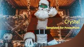  Presentation with party lights - Amazing theme having santa claus in luminous glasses backdrop and a tawny brown colored foreground
