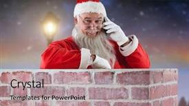  Presentation with santa - Colorful theme enhanced with santa claus inside a chimney backdrop and a coral colored foreground