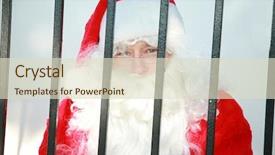  Presentation with jail - PPT theme featuring santa claus is behind bars background and a soft green colored foreground