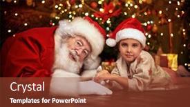  Presentation with next year - Presentation theme consisting of santa-claus-is-playing background and a tawny brown colored foreground