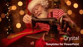  Presentation with gifts - Amazing slide deck having santa-claus-is-preparing backdrop and a wine colored foreground