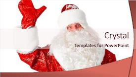  Presentation with santa claus and reindeers - Colorful presentation enhanced with santa claus is saying hello backdrop and a  colored foreground