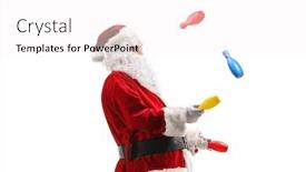  Presentation with juggling - Beautiful PPT theme featuring santa-claus-juggling-isolated backdrop and a white colored foreground