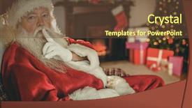  Presentation with living room - Cool new PPT theme with santa claus keeping a secret backdrop and a tawny brown colored foreground