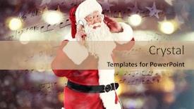  Presentation with abstract music - Cool new theme with santa claus listening to music with headphones against abstract background with lights backdrop and a coral colored foreground