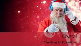  Presentation with music headphones - Theme with santa claus listening to music background and a red colored foreground